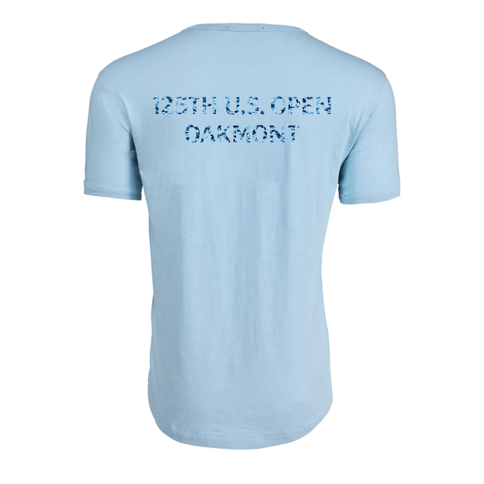 125th U.S. Open Oakmont Camo-Fill Back Graphic on Wolf Blue Alpha Slub Tee - Back View | Greyson Clothiers