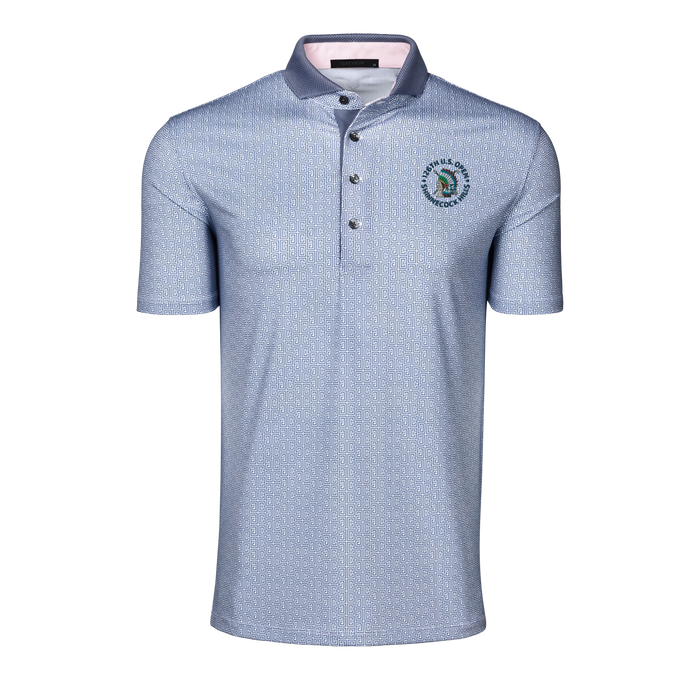 Tide Greek Key Print 126th U.S. Open Pathfinder Golf Polo - Front View | Greyson Clothiers