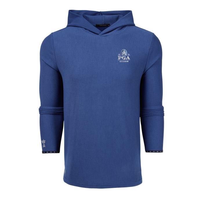 Falcon Blue Waffle Knit 2026 PGA Championship Traverse Hoodie - Front View | Greyson Clothiers