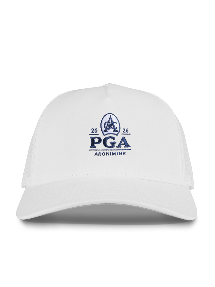 Arctic White 2026 PGA Championship Trucker Hat Aronimink - Front View | Greyson Clothiers