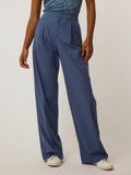 Vintage Indigo 32" Phoenix Wide Leg Pleated Trouser - Front On-Model | Greyson Clothiers