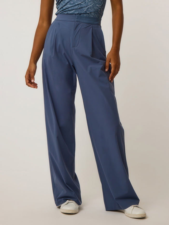 Vintage Indigo 32" Phoenix Wide Leg Pleated Trouser - Front On-Model | Greyson Clothiers