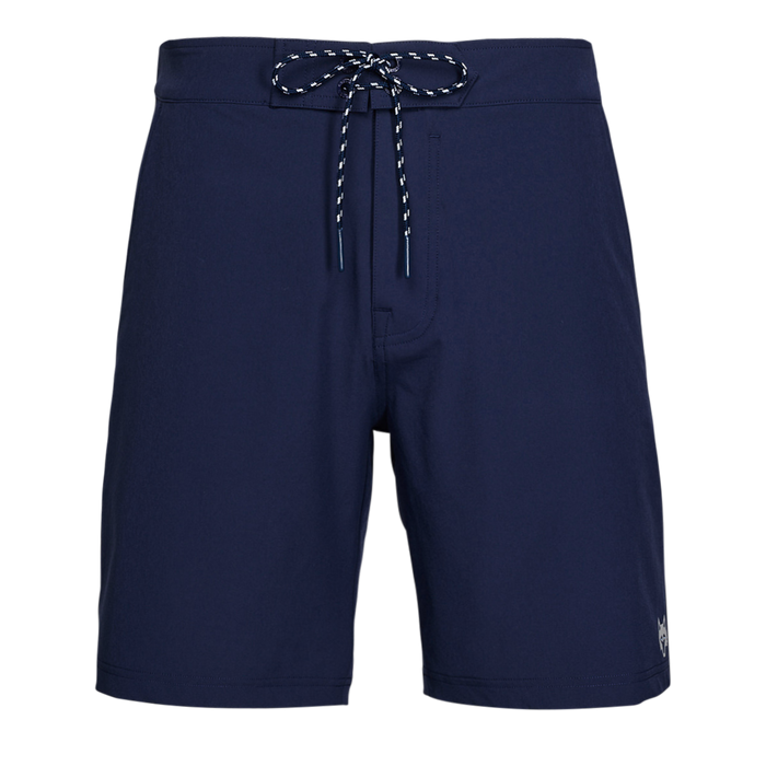 Maltese Blue 8" Indian Wells Board Short - Front View, Wolf Logo Detail | Greyson Clothiers