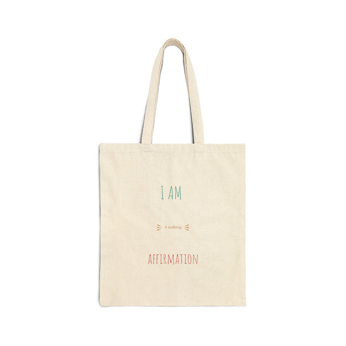 Affirmation Cotton Tote Bag – "I Am" Minimalist Inspirational Canvas Tote