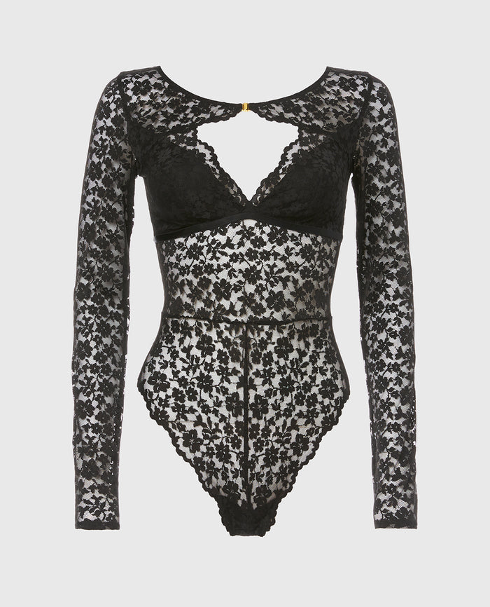 After Hours Longsleeve Bodysuit in Tuxedo Black
