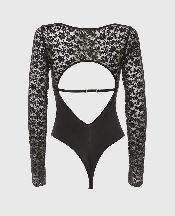 After Hours Longsleeve Bodysuit in Tuxedo Black