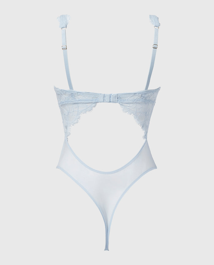 Afterglow Lace Bodysuit with Removable Pads in Skyway
