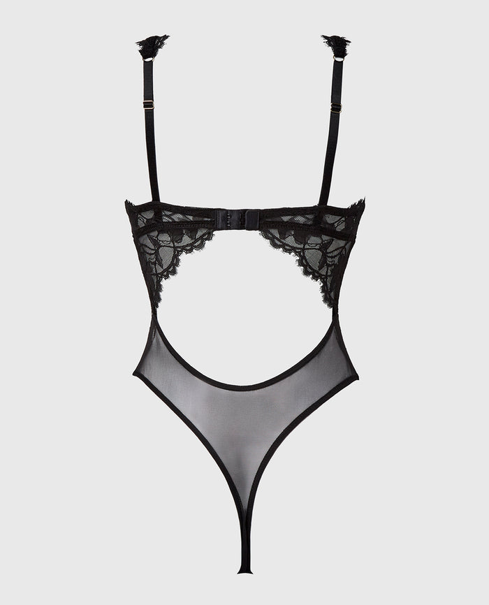 Afterglow Lace Bodysuit with Removable Pads in Tuexdo Black