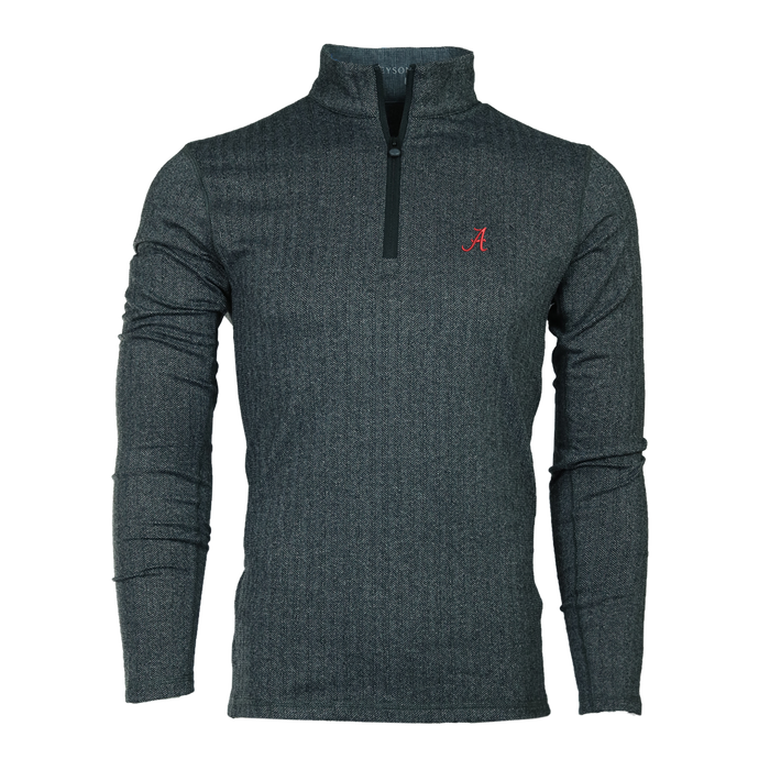 Black Herringbone Alabama Crimson Tide Tate Quarter-Zip - Front View | Greyson Clothiers