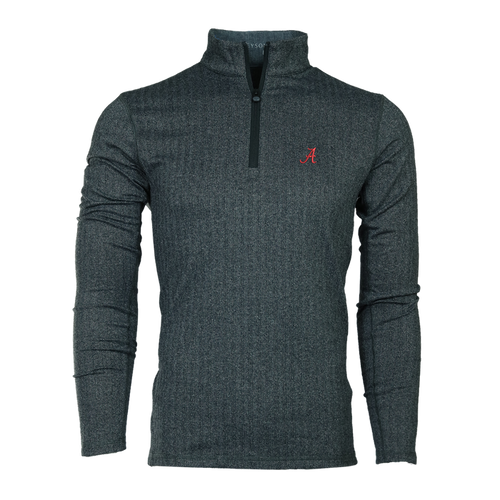 Black Herringbone Alabama Crimson Tide Tate Quarter-Zip - Front View | Greyson Clothiers