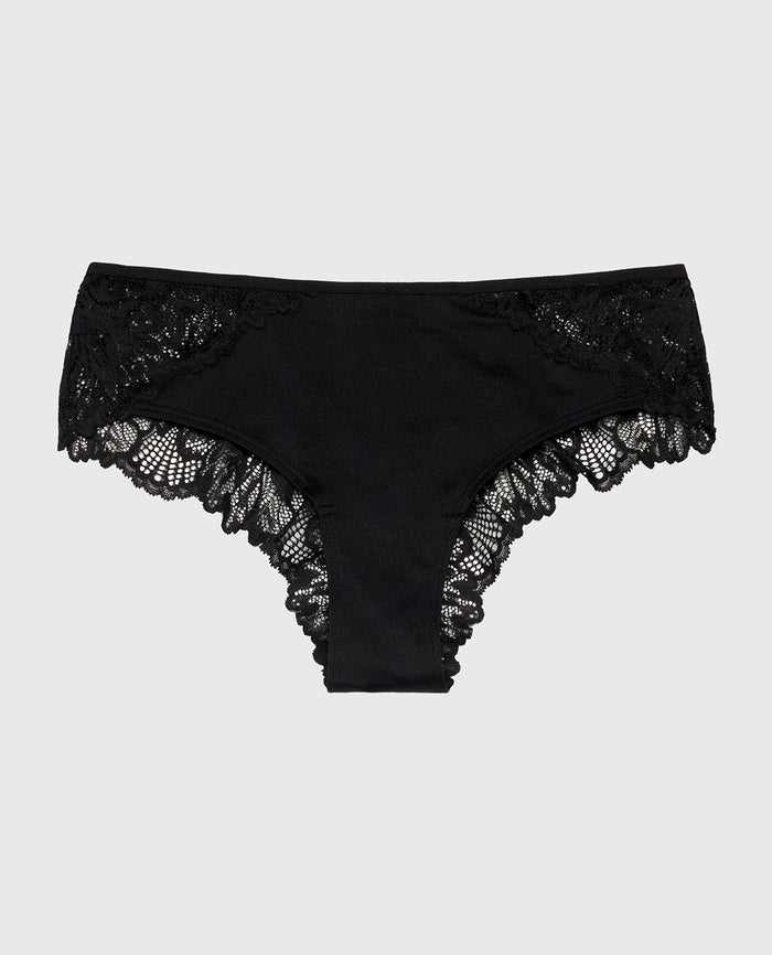 Allover Lace Cheeky Panty in Tuxedo Black