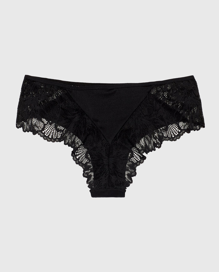 Allover Lace Cheeky Panty in Tuxedo Black