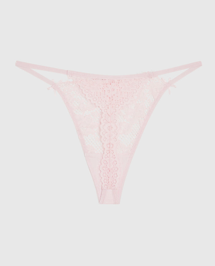 Allover Lace High Leg G-String Panty in Pink-A-Boo