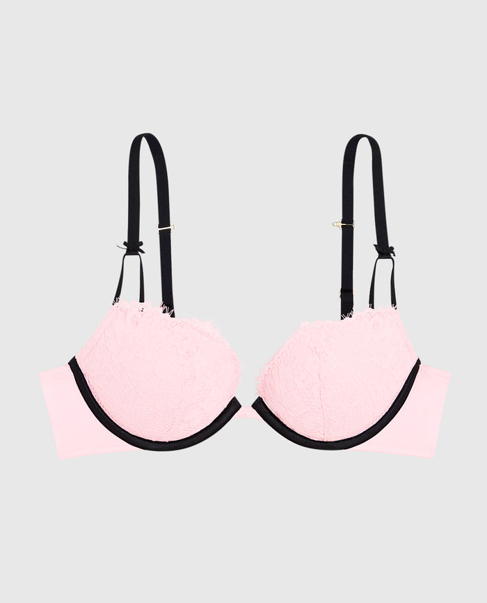 Allover Lace Push Up Bra in Pink-A-Boo