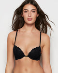 Allover Lace Push Up Bra in Tuxedo Black