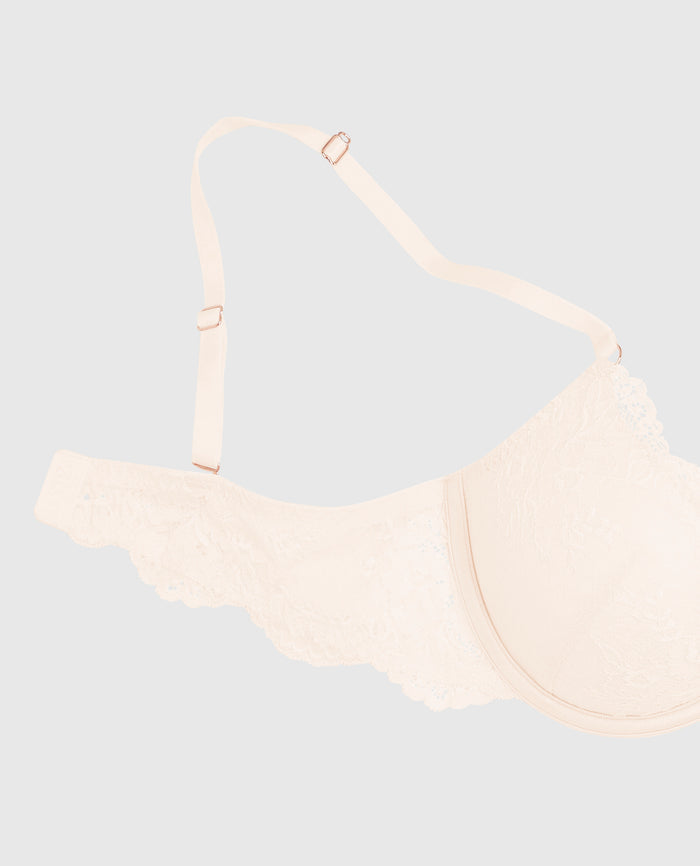 Allover Lace Up 2 Cup Push Up Bra in Ivory Dawn