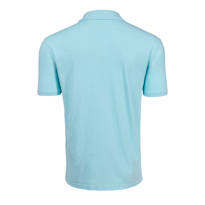 Maltese Blue Alpha Johnny Collar Polo - Back View | Greyson Clothiers