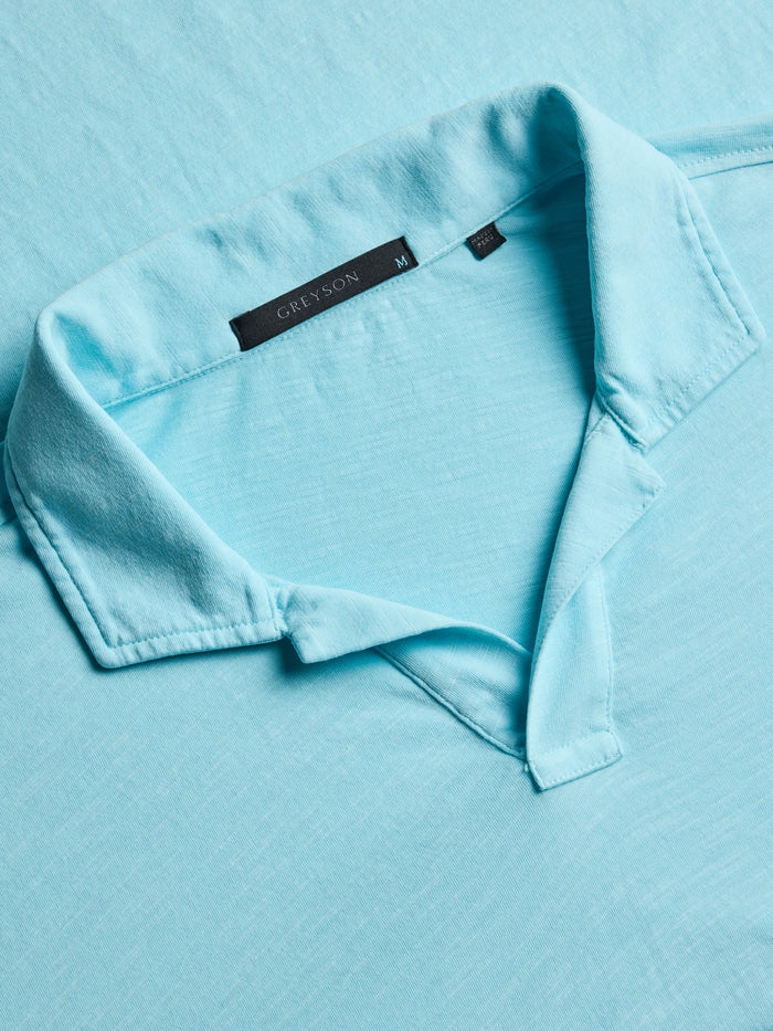 Maltese Blue Johnny Collar Polo - Johnny Collar & Greyson Label Detail | Greyson Clothiers