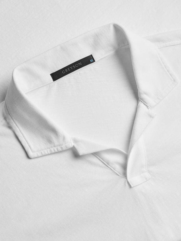 Arctic Johnny Collar Polo - Open Johnny Collar & Greyson Label Close-Up | Greyson Clothiers