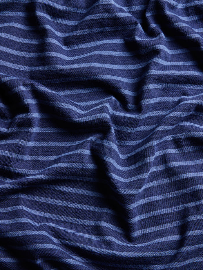 Maltese Blue 100% Cotton Slub Stripe Fabric Texture Close-Up | Greyson Clothiers