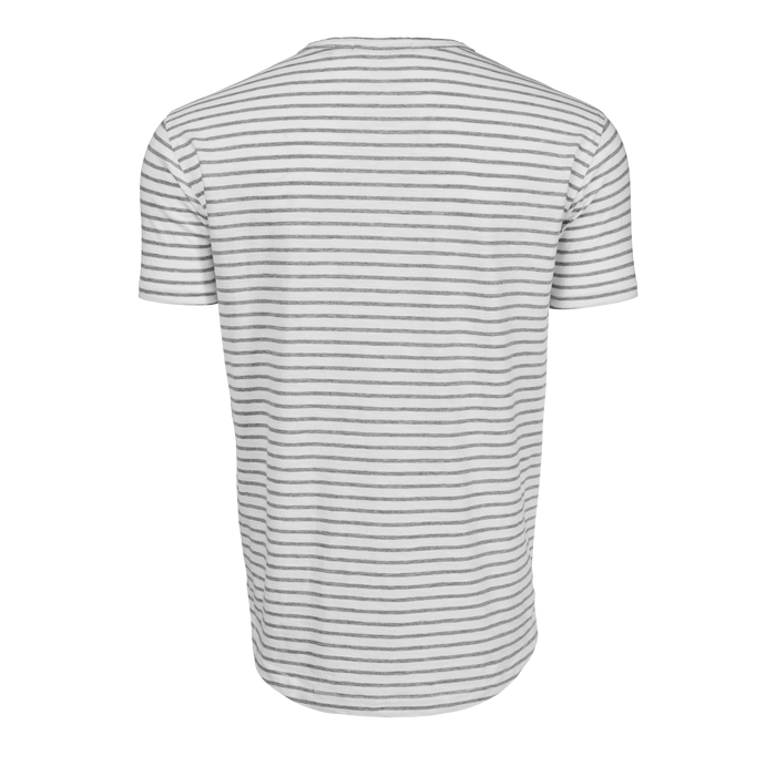 Light Grey Heather/Arctic Alpha Slub Striped Cotton Tee - Back View | Greyson Clothiers