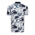 Arctic Lowcountry Print Angel Oak Short Sleeve Golf Polo - Front View, Contrast Collar Detail | Greyson Clothiers