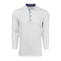 Arctic White Pima Cotton Apache Long Sleeve Polo Spread Collar - Front View | Greyson Clothiers