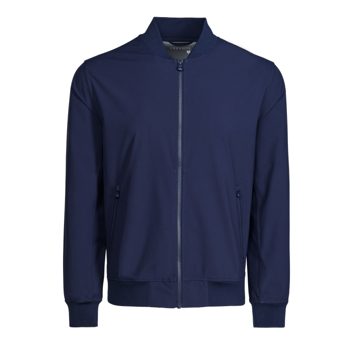 Maltese Blue Technical Bomber Full-Zip Jacket - Knit Collar & Zip Pocket Detail | Greyson Clothiers