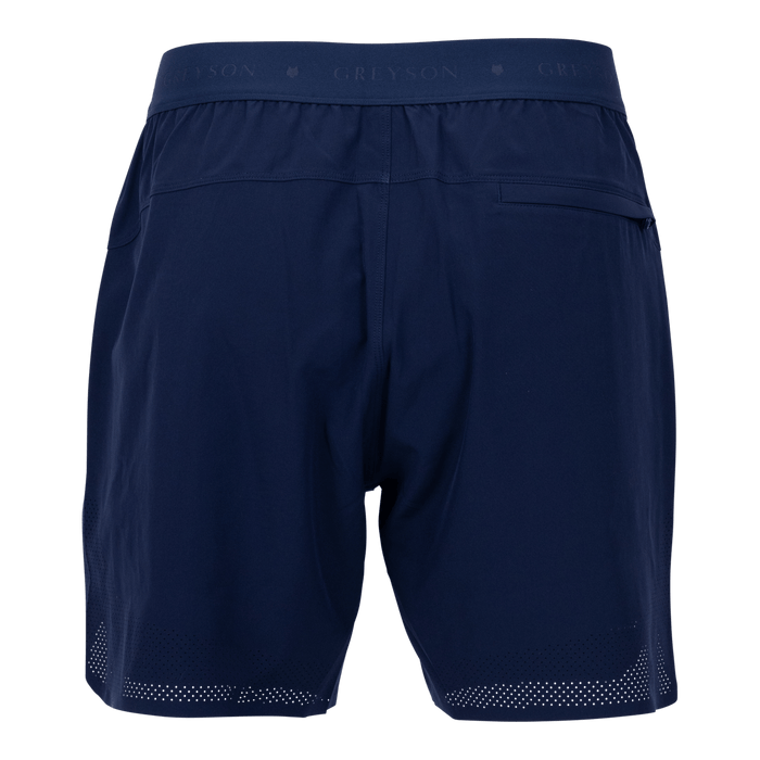 Maltese Blue Arenac Sport Short - Back View, Zip Pocket & Perforated Hem, Men's Golf Shorts | Greyson Clothiers