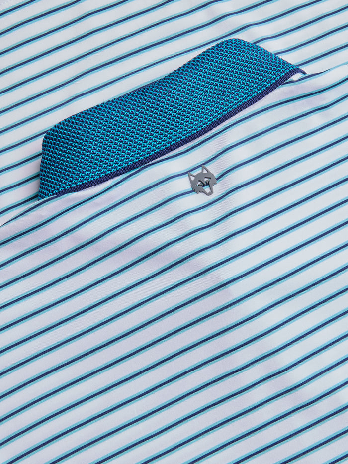 Greyson Clothiers Arenal Polo Iona - Wolf Logo & Knit Collar Close-Up Detail | Greyson Clothiers
