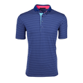 Greyson Clothiers Arenal Polo Macaw - Navy Striped Performance Golf Polo, Front View