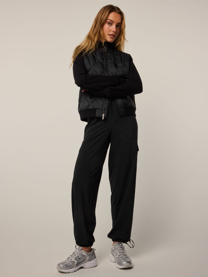 Black Aries X-Lite Diamond Quilted Hybrid Jacket - Full Length On Model | Greyson Clothiers