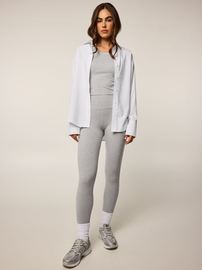 Greyson Clothiers Ashe Button-Down in Arctic - Full Length Styled Look, Women's Travel Shirt with Sneakers | Greyson Clothiers
