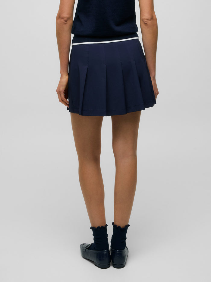 Maltese Blue Pleated Golf Skort - Back View Full Length, Women's Premium Skirt | Greyson Clothiers
