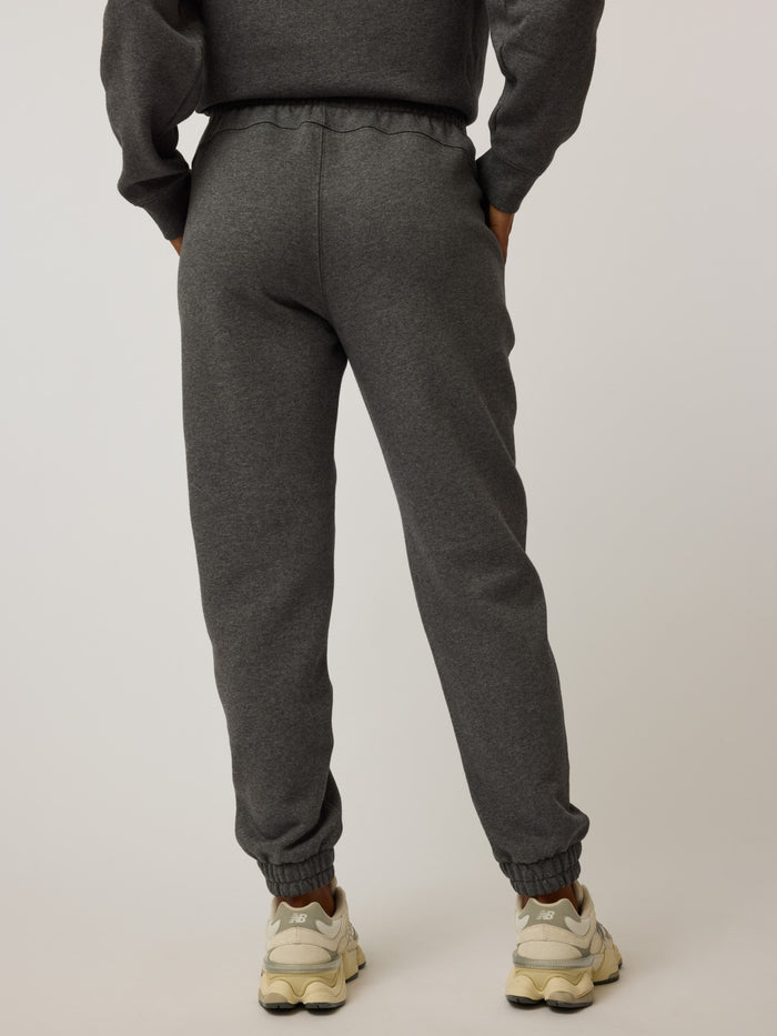 Smoke Heather Aspen Melange Jogger - Back View, Elastic Waistband & Ribbed Cuffs | Greyson Clothiers