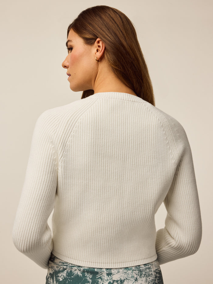 Arctic Athena Cropped Crewneck Sweater - Back View, Ribbed Knit Cropped Length | Greyson Clothiers