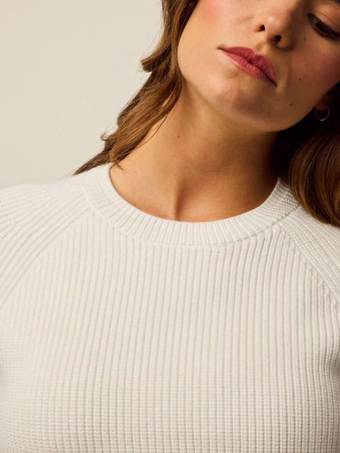 Arctic Athena Cropped Crewneck Sweater - Crewneck Collar Detail, Ribbed Knit | Greyson Clothiers