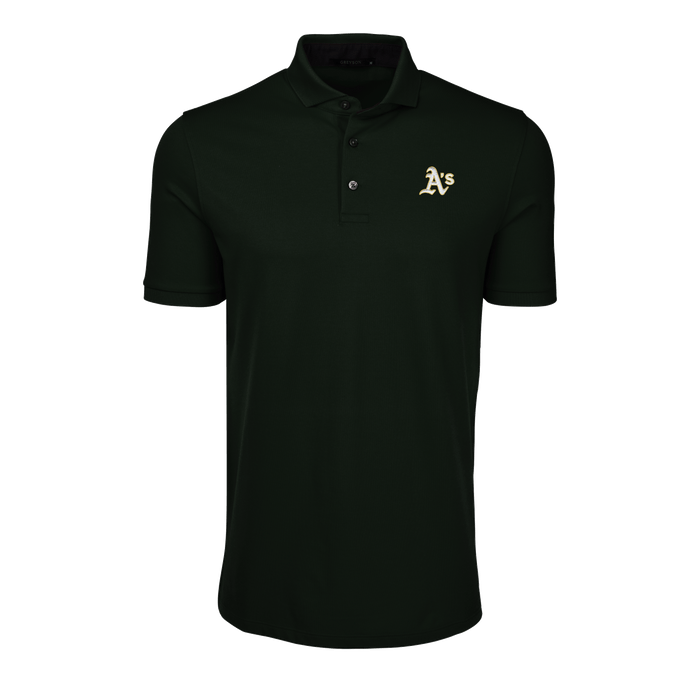 Forest Green Oakland A's Performance Golf Polo - Front View, Classic Fit | Greyson Clothiers