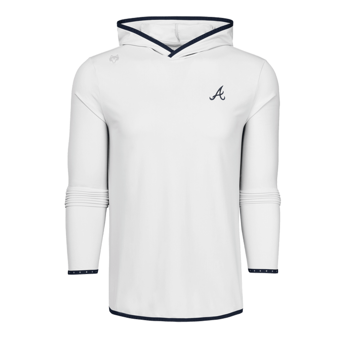 Arctic Atlanta Braves Colorado Hoodie - Flat Lay Front, Navy Contrast Hood & Cuffs | Greyson Clothiers