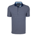 Greyson Clothiers Aurora Short Sleeve Polo - Maltese Blue/Arctic Stripe, Contrast Collar, Front View | Greyson Clothiers