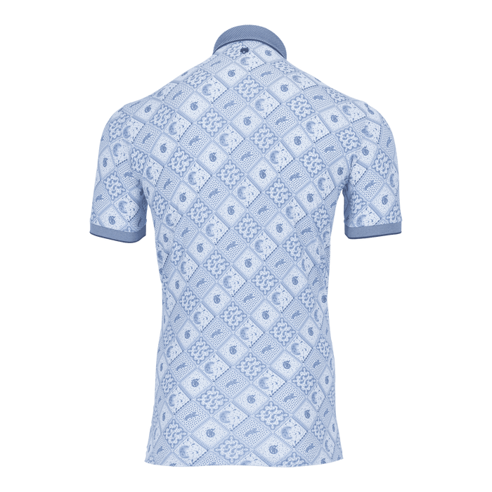 Greyson Clothiers Bandana Diaries Polo in Arctic - Back View, patterned premium men's golf polo