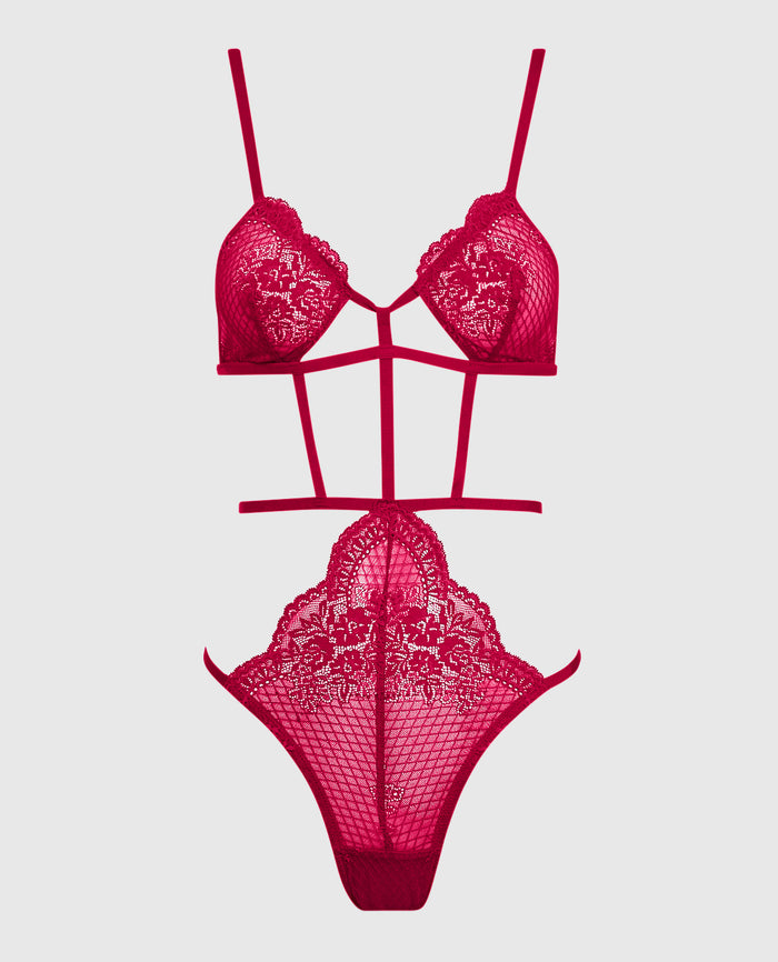 Barely there Bodysuit in Cosmo Red