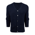 Maltese Blue Bedford Bouclé Cardigan Front View - Men's Boucle Cardigan, Button Placket | Greyson Clothiers
