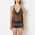Bewitched Lace and Mesh PJ Set in Tuxedo Black