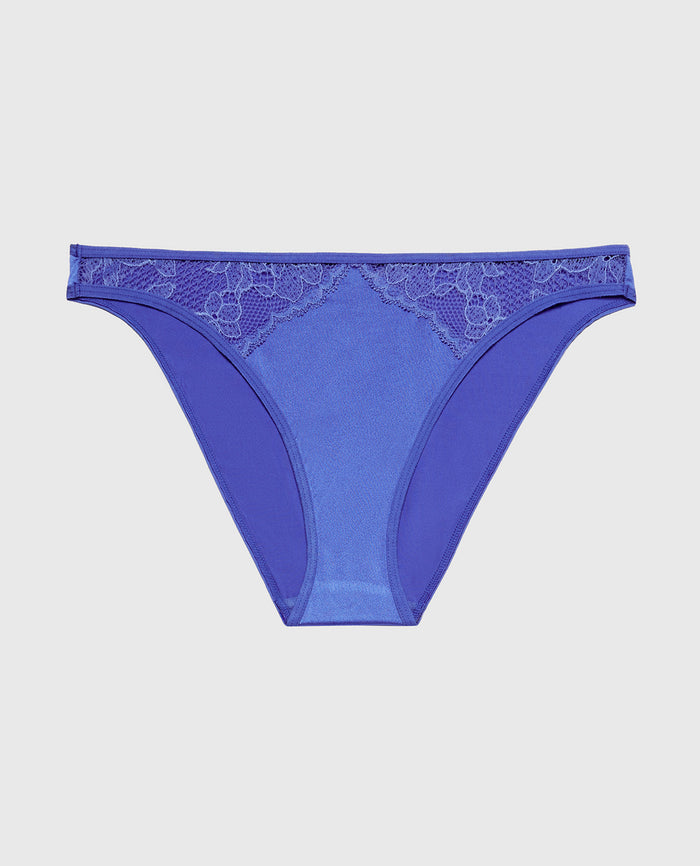Bikini Micro Panty With Lace Trim in Dazzling Blue