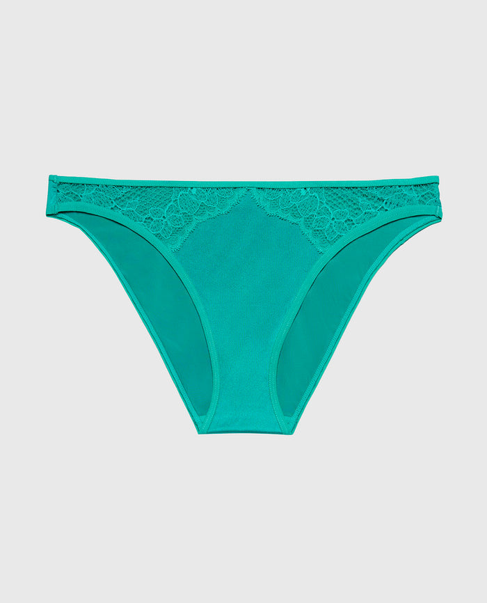 Bikini Micro Panty With Lace Trim in Dynasty Green