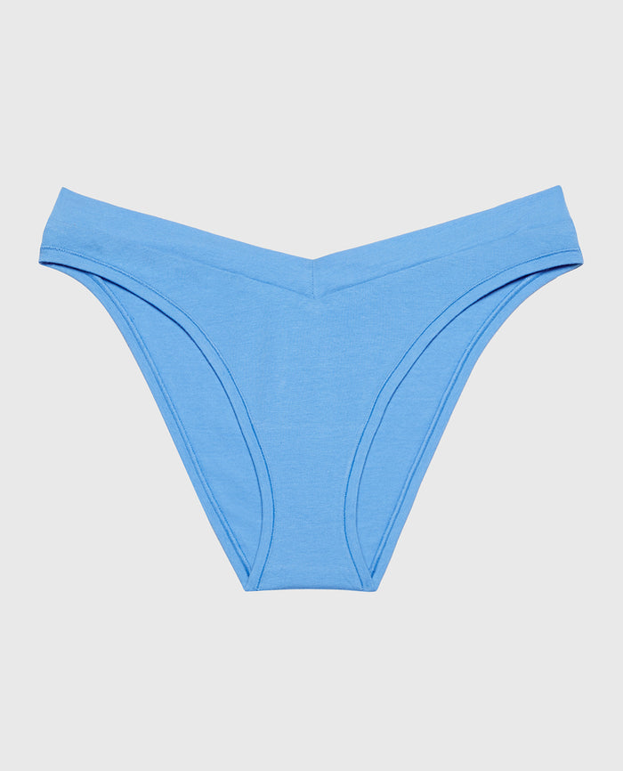 Bikini Wide Waist Cotton Panty in Azure Blue