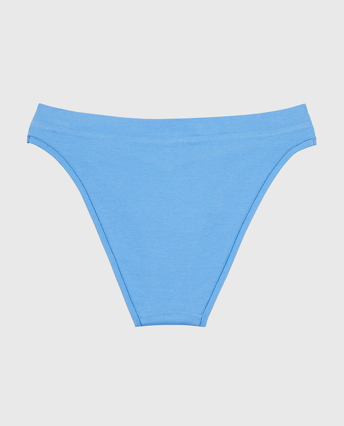 Bikini Wide Waist Cotton Panty in Azure Blue
