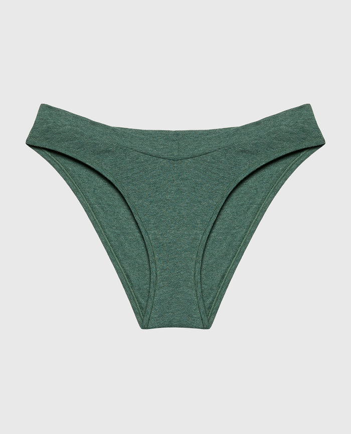 Bikini Wide Waist Cotton Panty in Jungle Green Heather