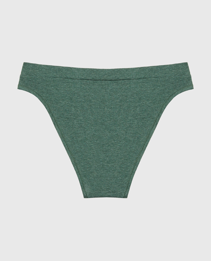 Bikini Wide Waist Cotton Panty in Jungle Green Heather